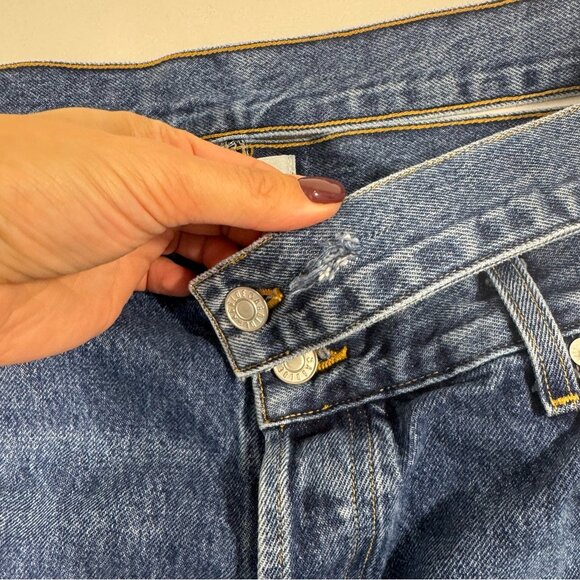 AGOLDE Cut-Out Baggy Straight-Leg Jeans Women’s Size 33 Blue Denim High Waist - Picture 5 of 15